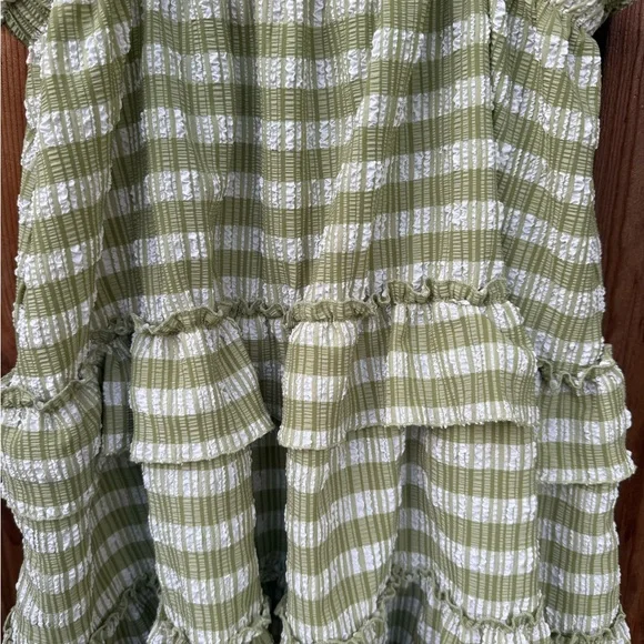Maeve Green Striped Ruffle Women Top - Picture 3 of 4
